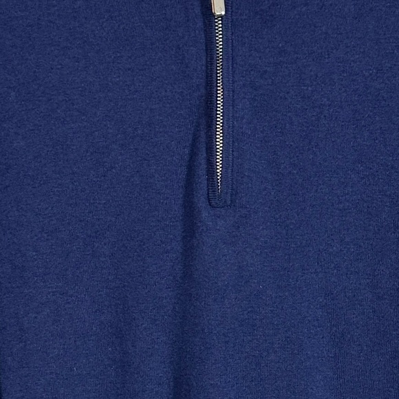 Peter Millar sz S pullover 1/4 zip sweater, blue with gray, fall, preppy - Picture 2 of 11